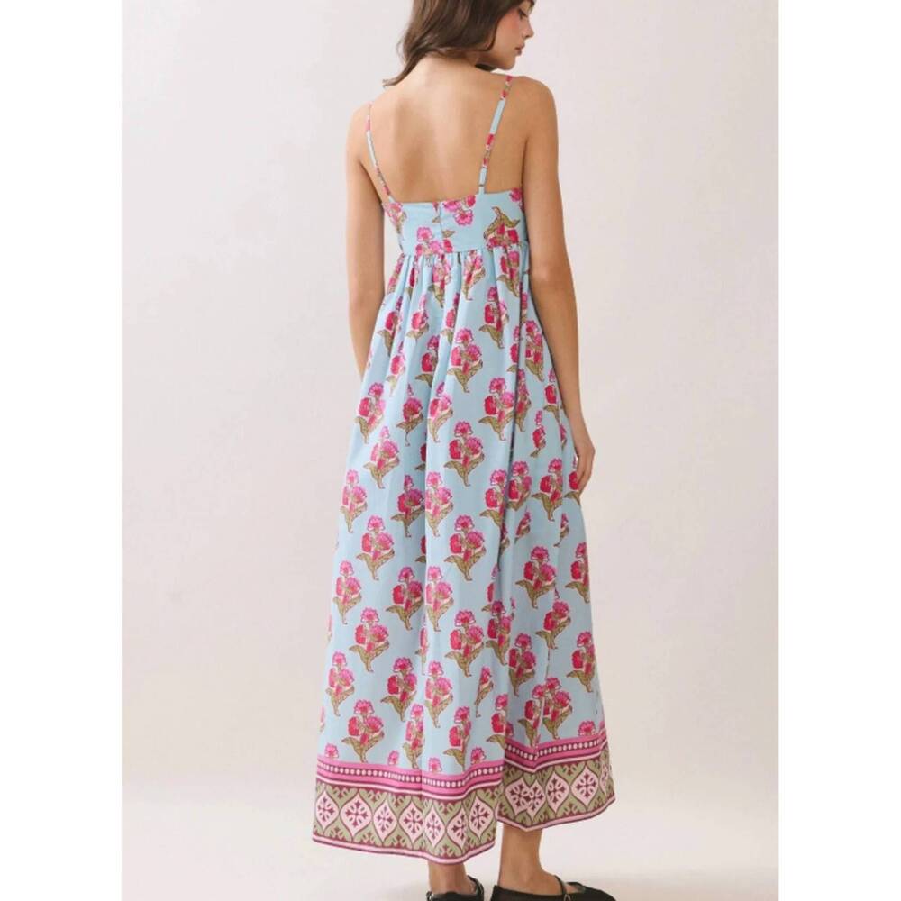 NEW TCEC palm blossom maxi dress in blue - Picture 2 of 3